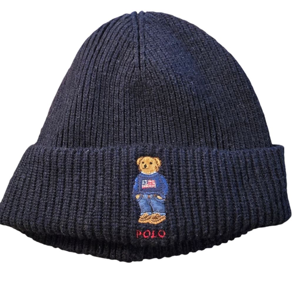 Polo Bear Ribbed Knit Beanie